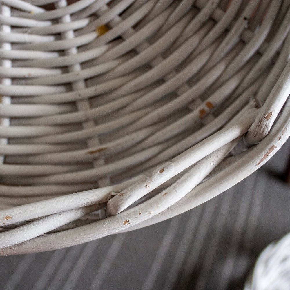 Set of 2 White Wicker Rattan Serving Trays - Picture 11 of 16